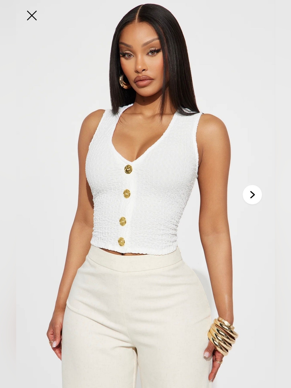 BNWT - Fashion Nova - (Size M) Women's Button Up Vest Top